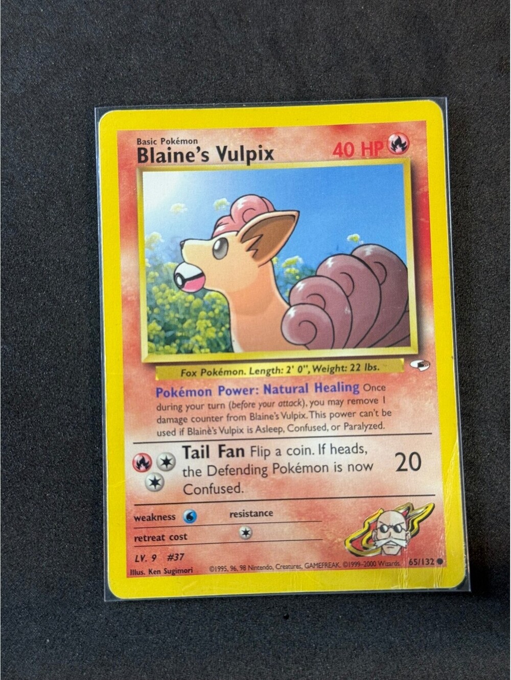 Blaine's Vulpix Pokemon Card 40 HP gym heroes 65/132